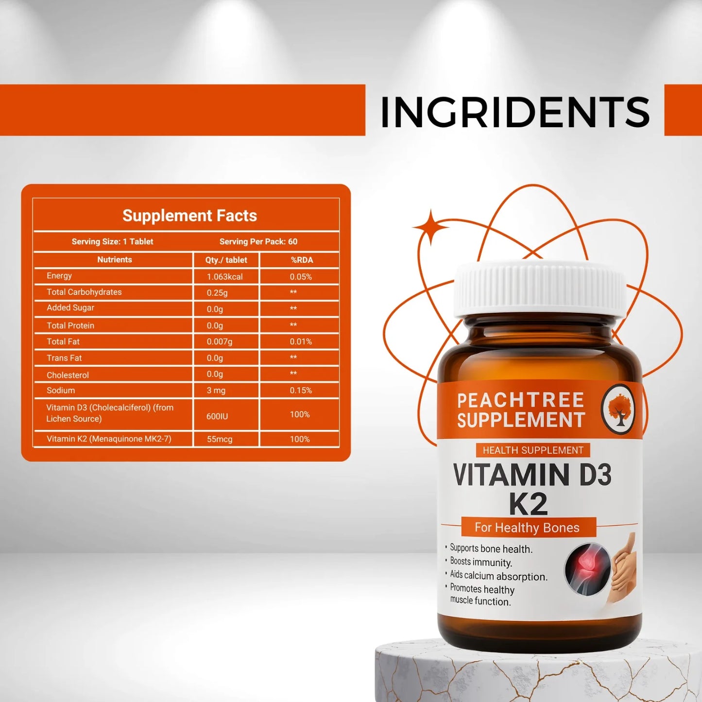 Vitamin D3 + K2